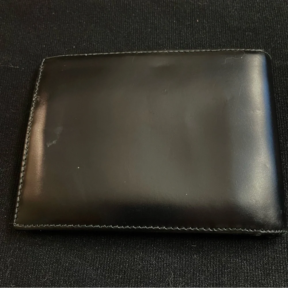 Men's COACH Smooth CALFSKIN Black LEATHER Bi-Fold WALLET #4685